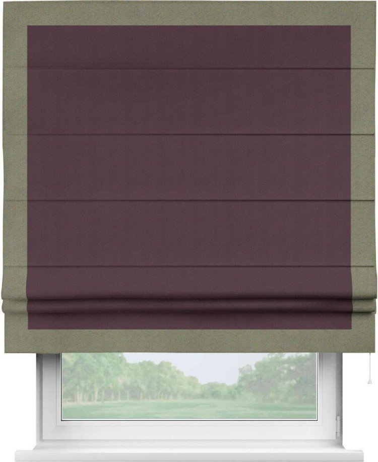 Римская штора «Кортин» с кантом Чесс, для проема, ткань блэкаут однотонный цвет сиреневый